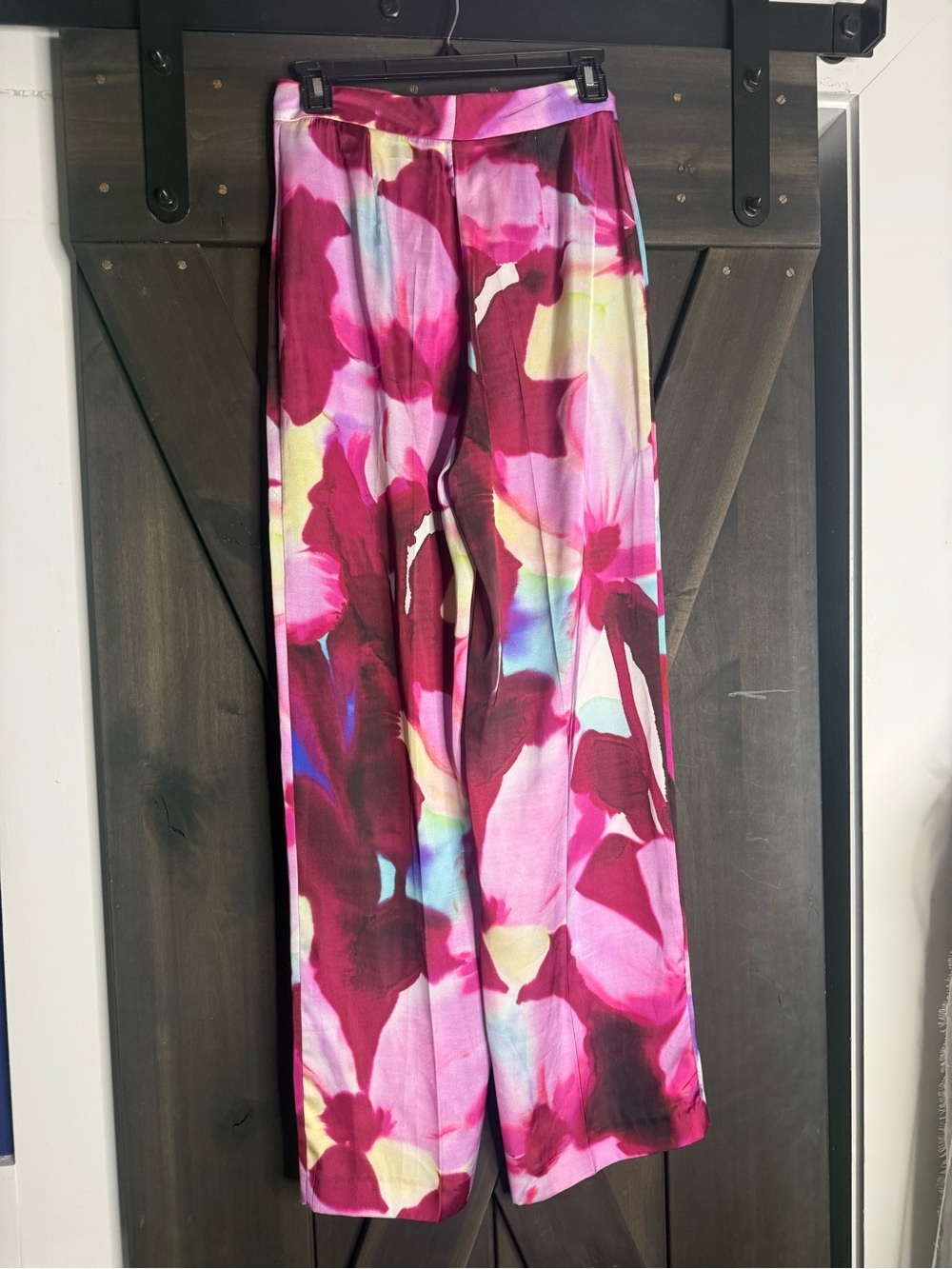 Zara Pink Multi Floral Wide-Leg Leggings